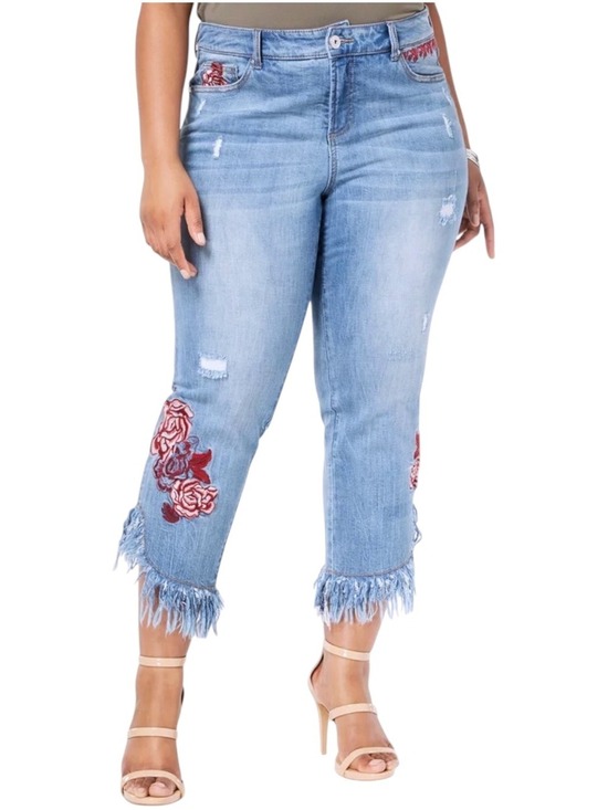 INC International Concepts Denim - INC International Concepts Embroidered Cropped Jeans Size 16W